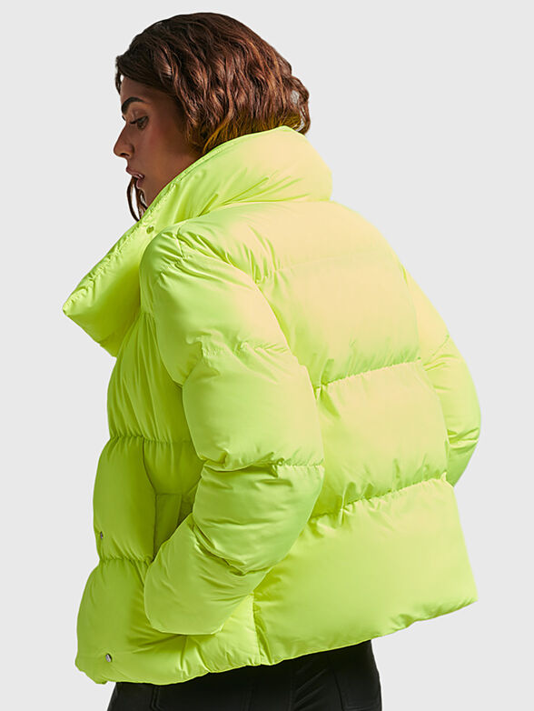 Padded jacket with high collar in fuxia color - 2