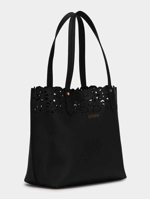 Black bag with floral laser perforations - 3
