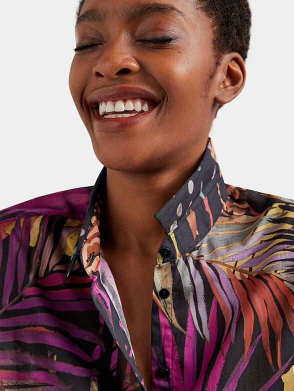 ONA cropped shirt with floral print and laces - 5