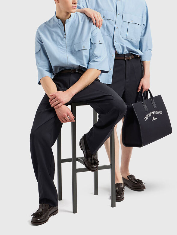 Navy blue straight pants - 4