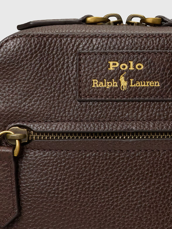 Leather crossbody bag with logo - 5