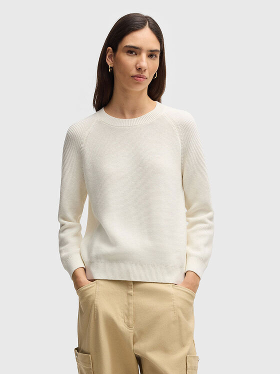 Плетен пуловер от памук - 1