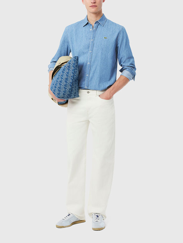 Denim shirt with long sleeves and logo - 2