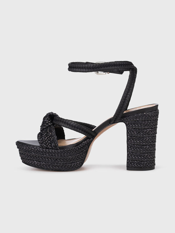 Black nappa leather heeled sandals - 4