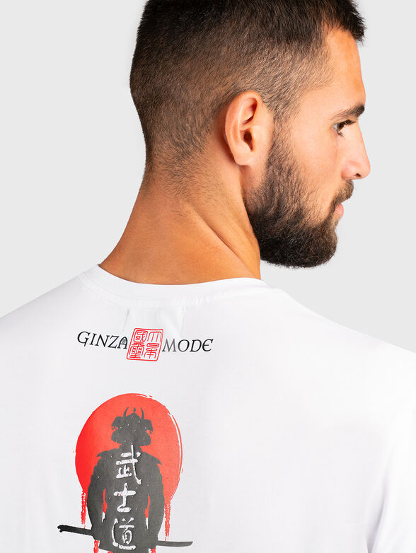 Cotton blend T-shirt with accent print - 4