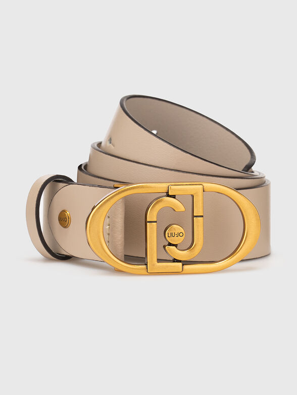 Leather belt with logo buckle - 1