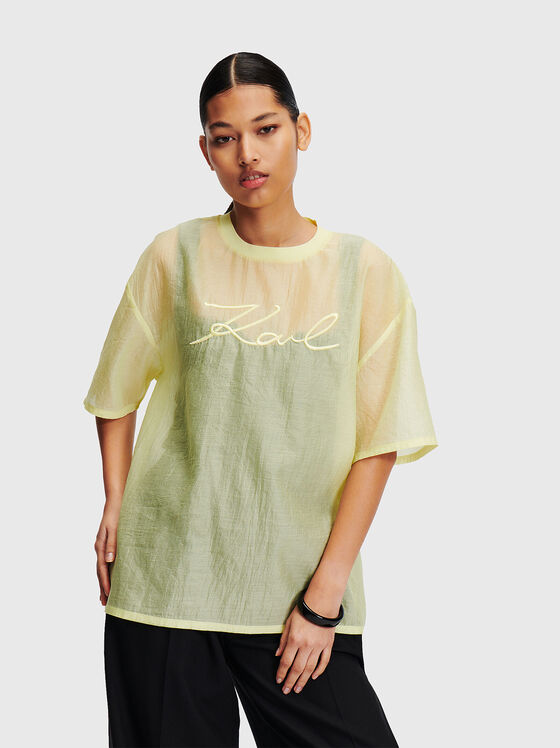 Black T-shirt with logo embroidery - 1