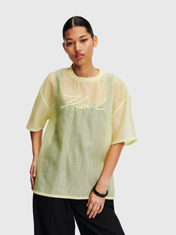 Black T-shirt with logo embroidery - 1