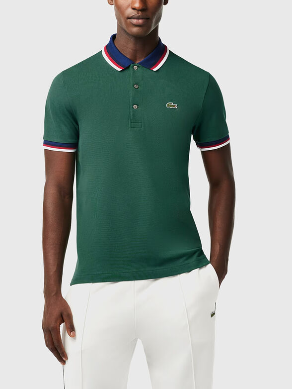 Black polo shirt with contrast collar - 1