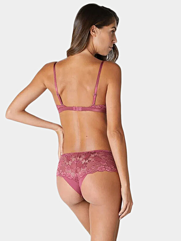 Pink brazilian knickers with lace - 2