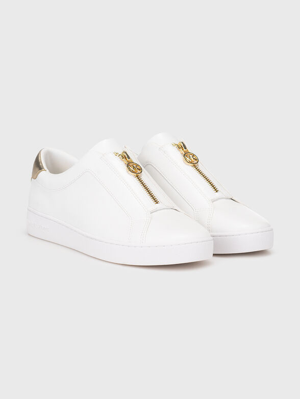 White sports shoes with accent zip - 2