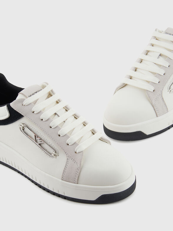 Leather sneakers with logo - 4