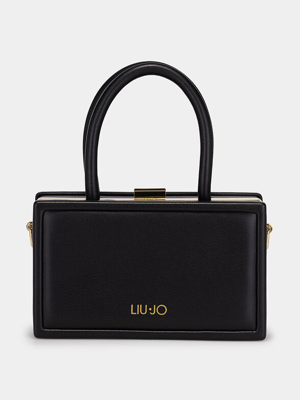 Black clutch with appliqu&eacute; gemstones and feathers - 3