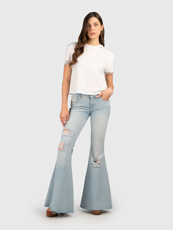 Cotton T-shirt with accent sleeves - 2