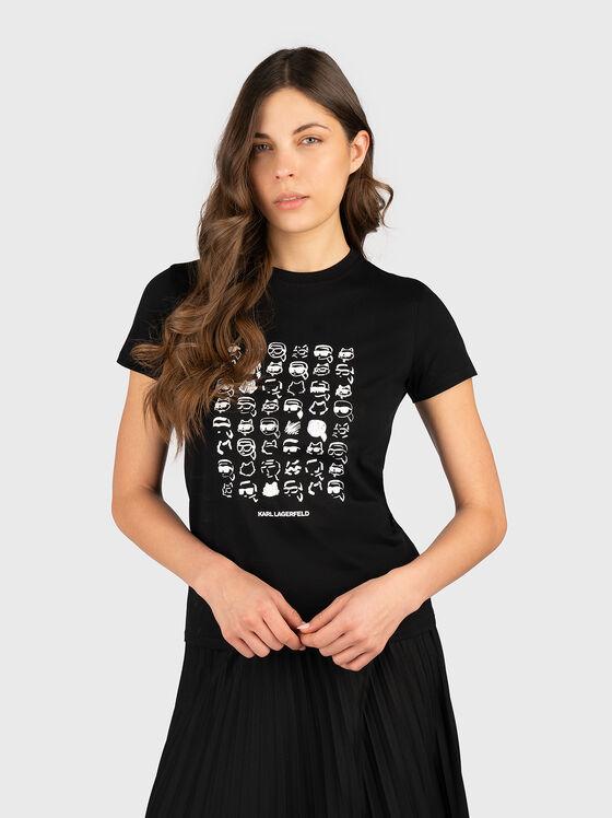 Cotton T-shirt with oval neckline - 1