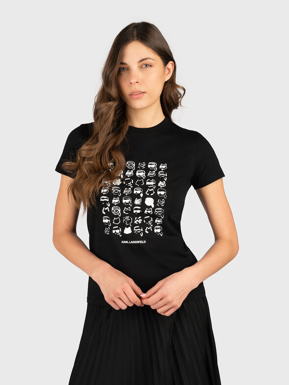 Cotton T-shirt with oval neckline - 1