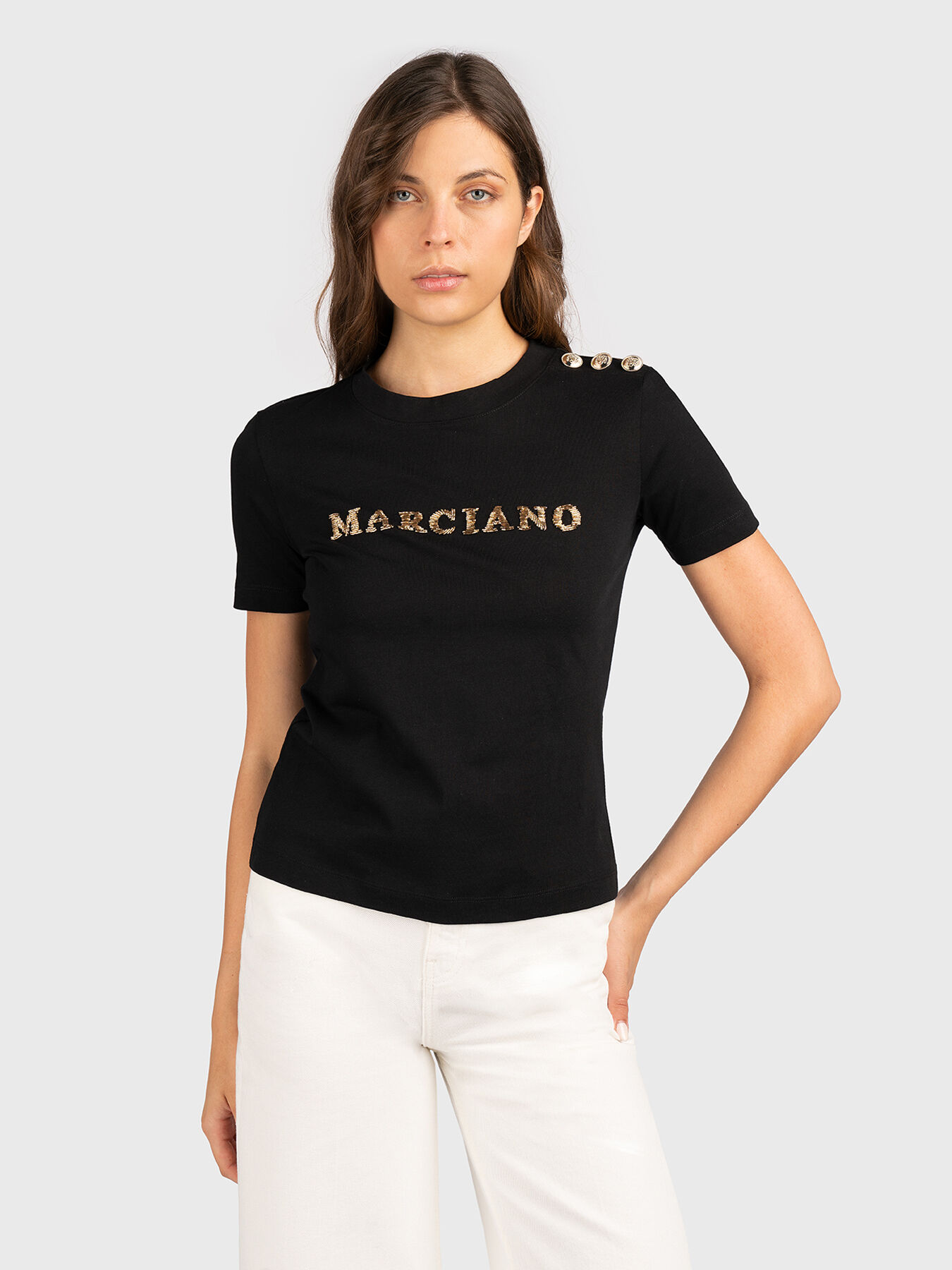 VIVIANA T-shirt with accent logo brand Marciano — Globalbrandsstore.com/en