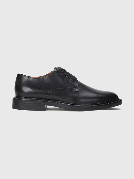 Derby black leather shoes - 1