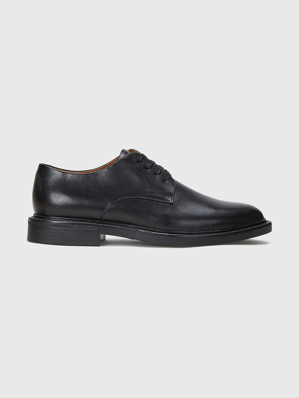 Derby black leather shoes - 1