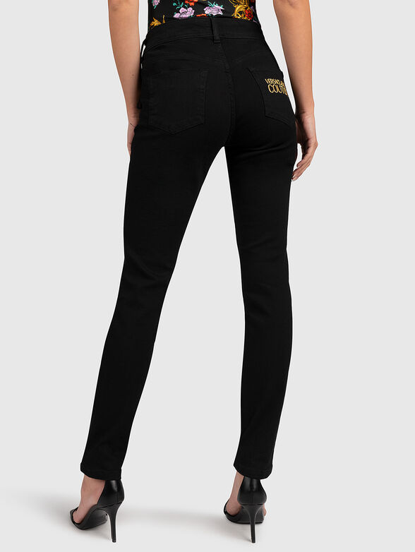 Black jeans with golden logo embroidery - 2