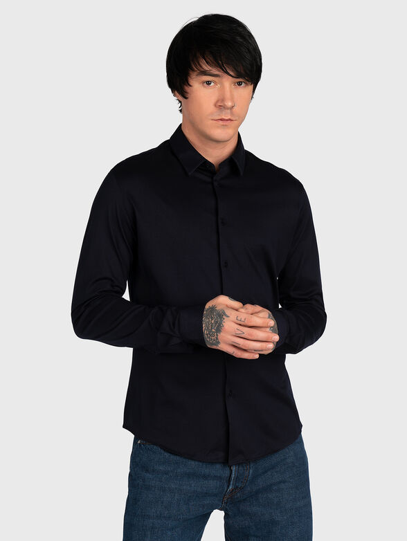 Mercerized cotton shirt with logo detail - 1