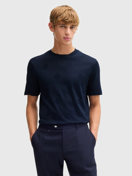 Тениска с овално деколте и монограмо лого - 1