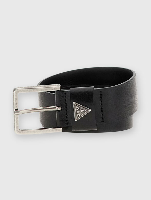 Black leather belt with logo detail - 0