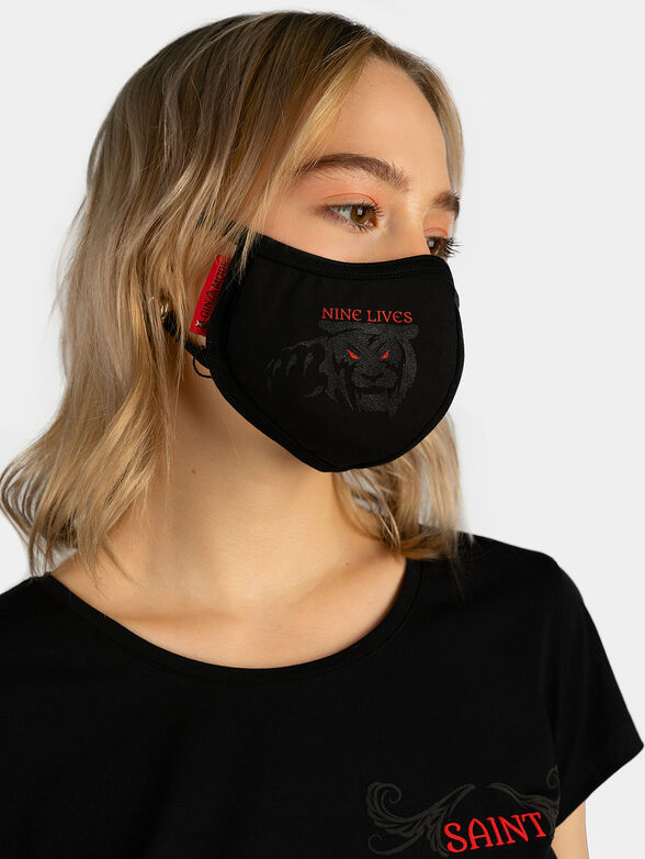 Unisex black cotton face mask - 4