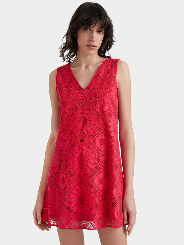 Black lace mini dress - 1