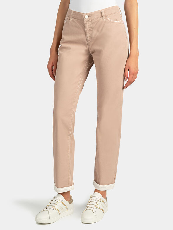 Pink jeans with white accents - 1