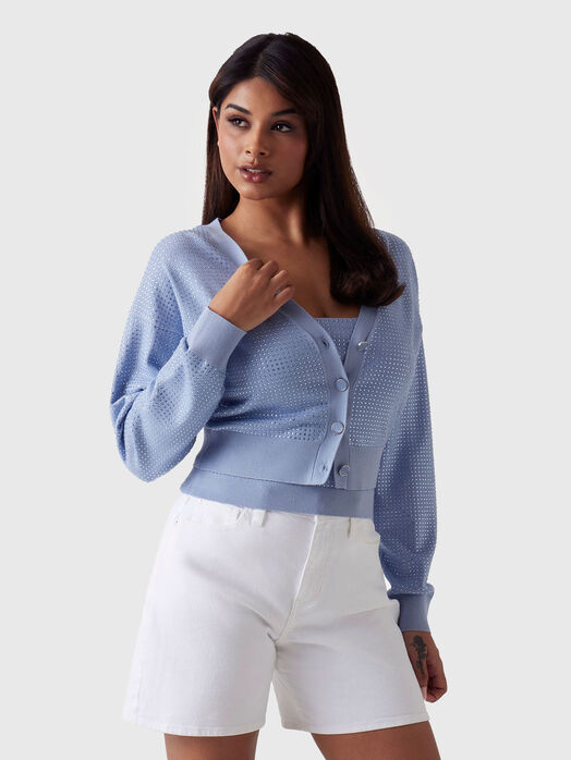 Cropped cardigan with rhinestones