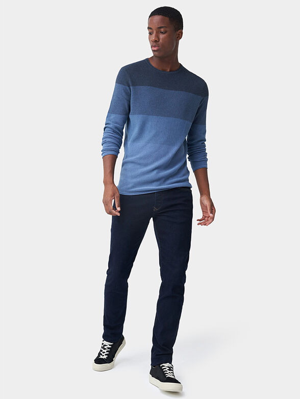 Blue sweater with bar stripe effect - 5