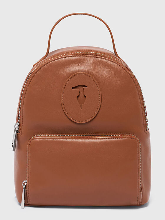Leather backpack with logo accent - 1