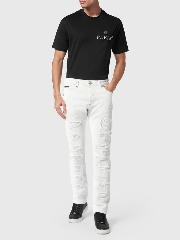 Blue slim jeans with snake accents  - 4