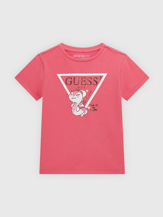 Pink T-shirt with logo print - 1