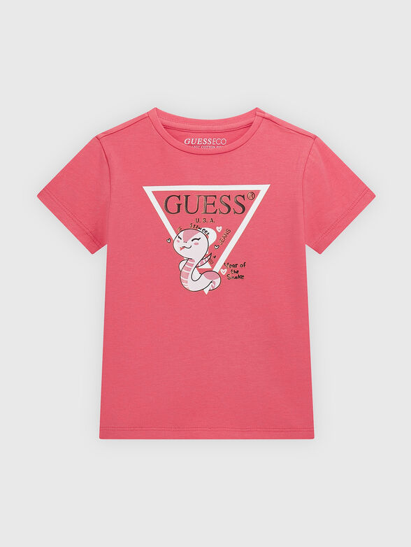 Pink T-shirt with logo print - 1