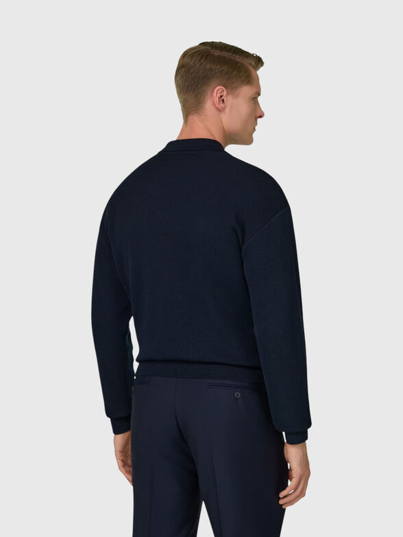 Long-sleeve polo shirt in dark blue - 3