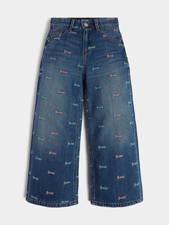 Jeans with wide legs and logo embroidery - 1