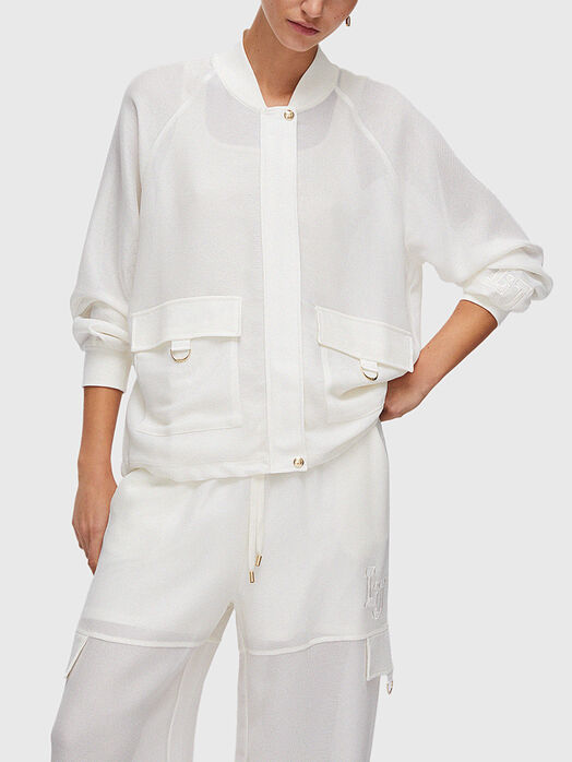 Bomber jacket with a mesh texture