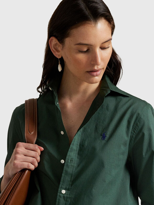 Cotton shirt with logo embroidery - 4