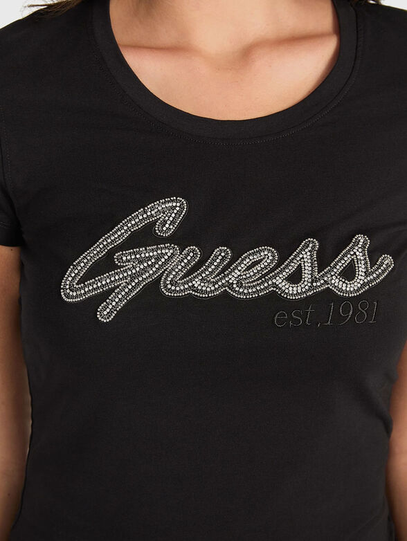 Cotton T-shirt with rhinestones - 4