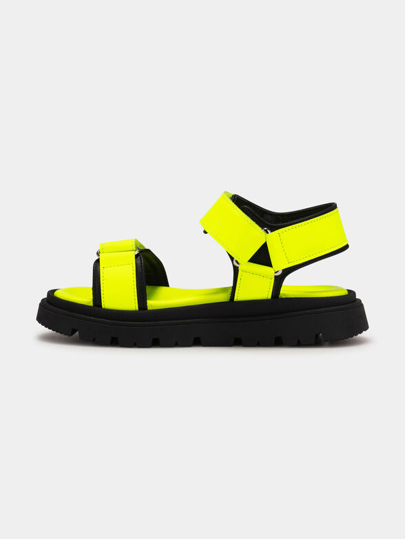 Unisex leather sandals in neon yellow color - 4