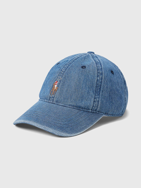 Denim baseball cap with embroidered logo - 0