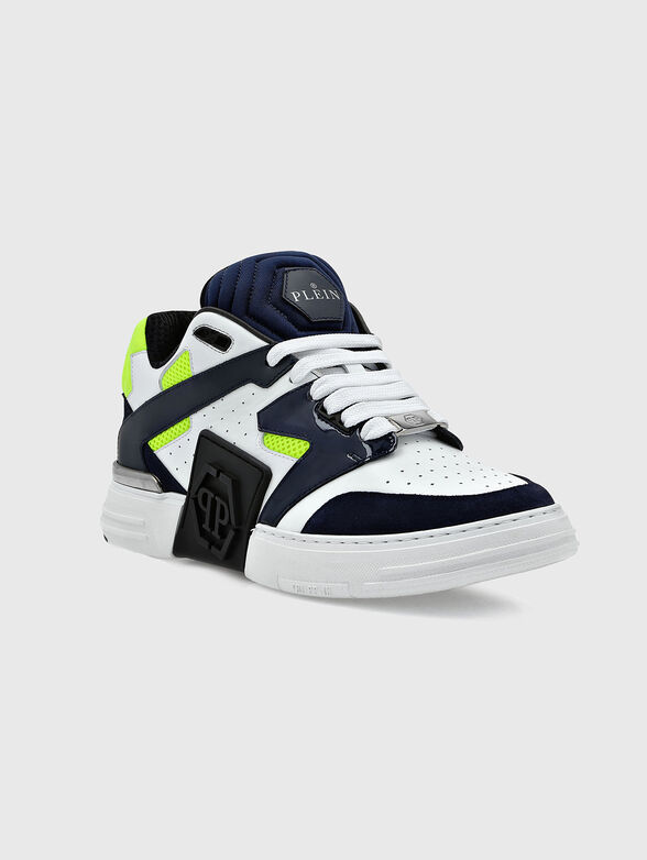 Leather sports shoes with blue accents - 2