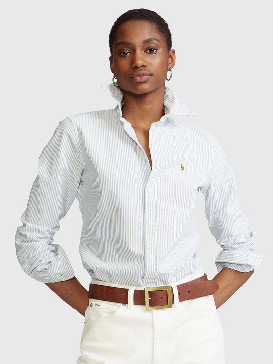 Embroidered logo striped shirt  - 1