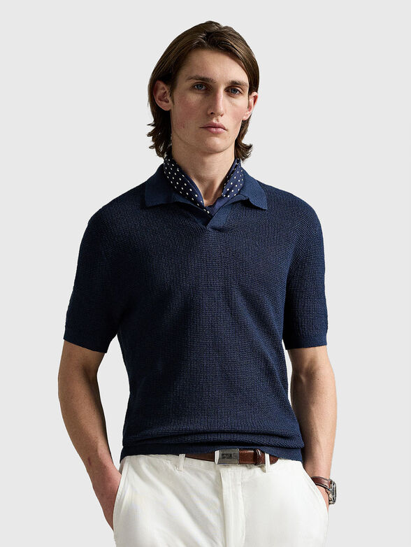Knitted linen jumper with short sleeves - 0