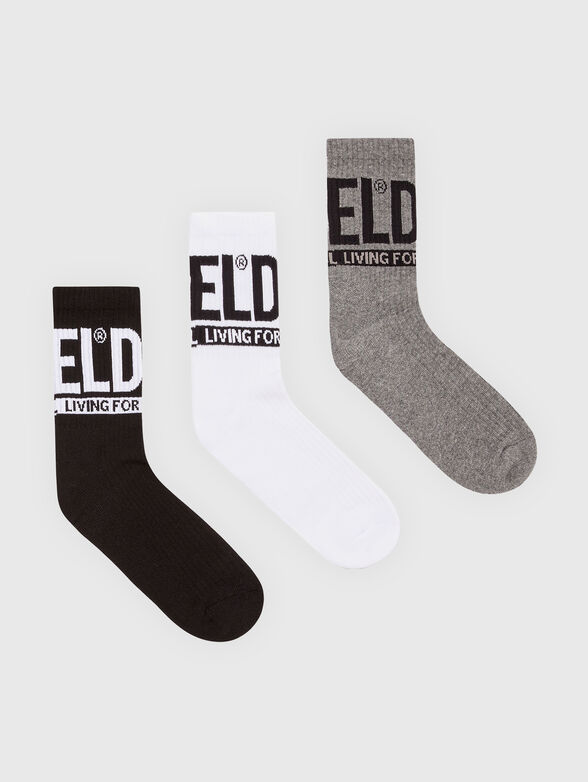 SKM-RAY set of three pairs socks with logo accent  - 0