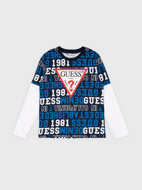 Blouse with print and triangular logo accent  - 1