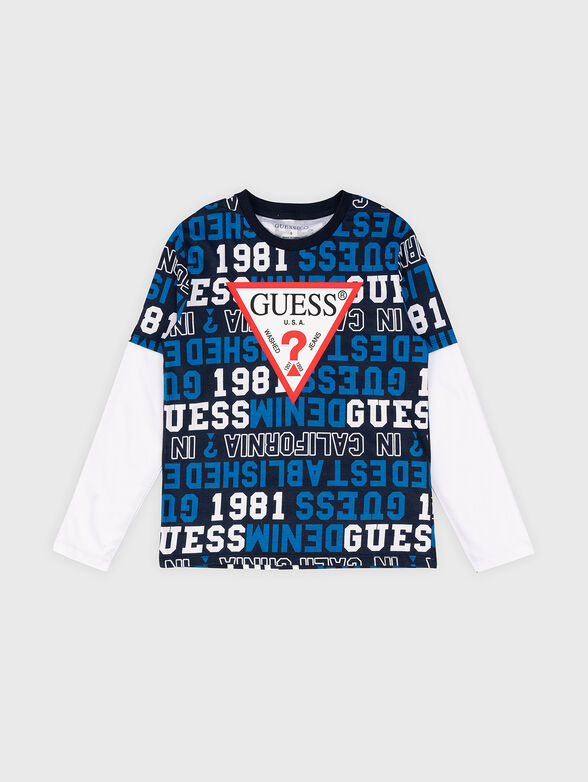 Blouse with print and triangular logo accent  - 1