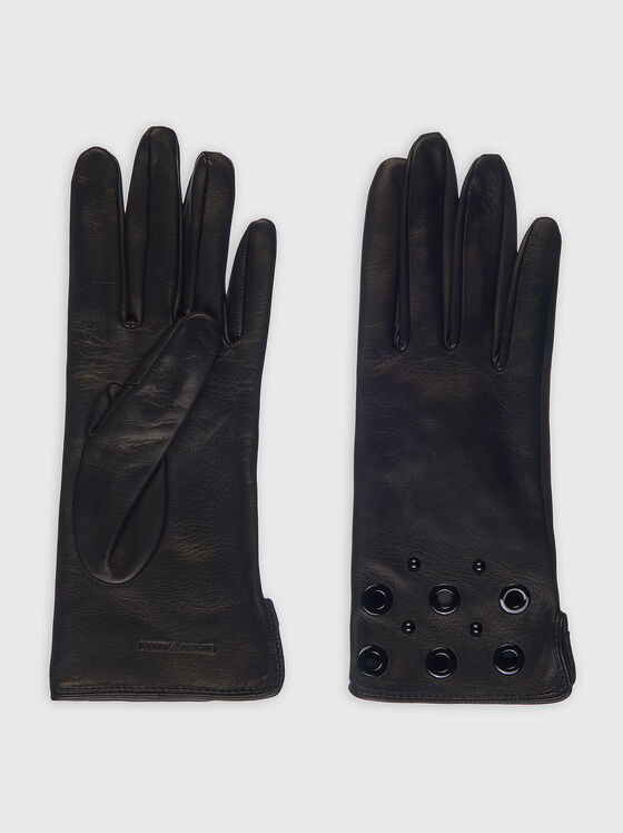Leather gloves with eyelets - 1